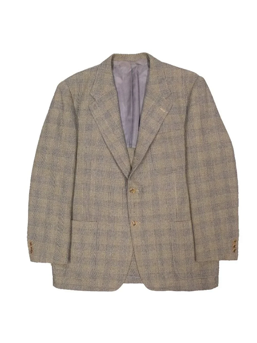 Vintage Dandy Blazer Tweed Wool Sport Coat Half Lined Brown Glen Check 42R
